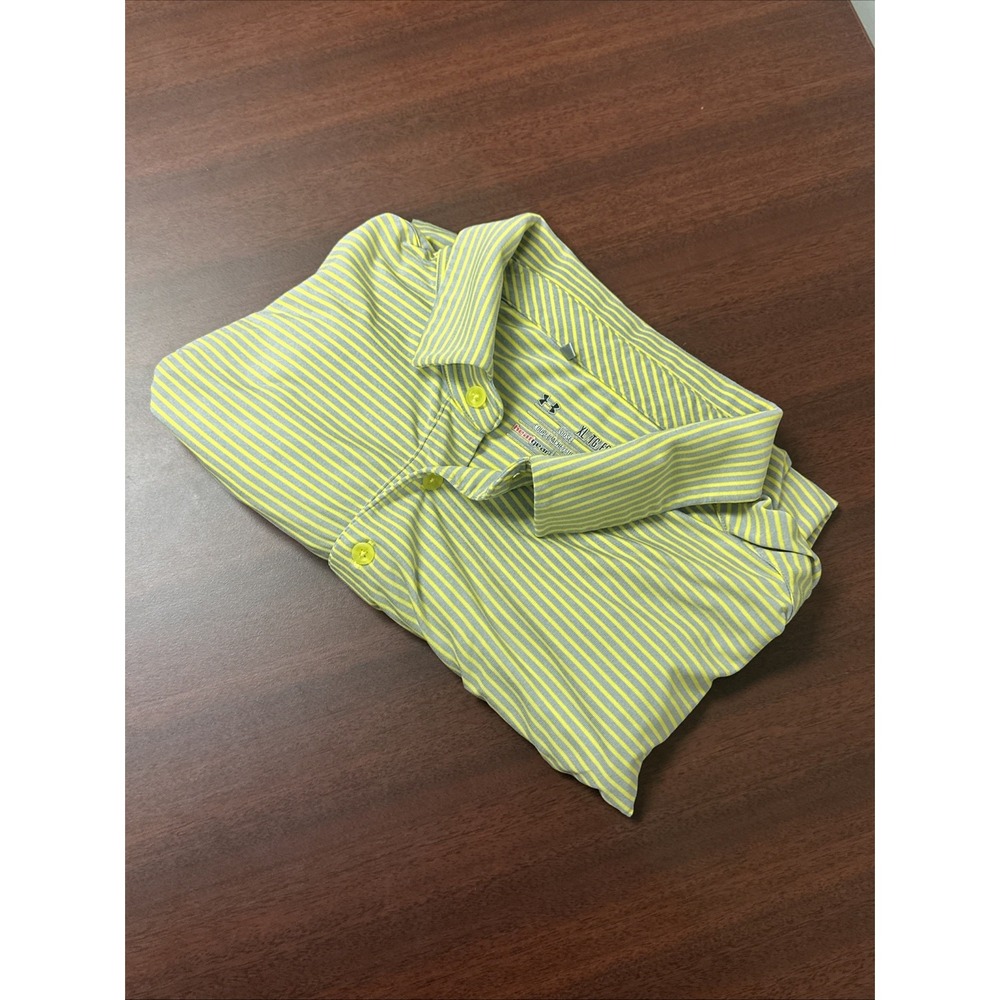 Under Armour Polo Shirt Mens Size XL Striped Heat Gear Performance Golf Loose
